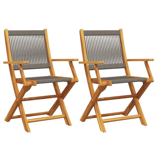 vidaXL Chaises de jardin lot de 2 gris bois d'acacia et polypropyl&egrave;ne