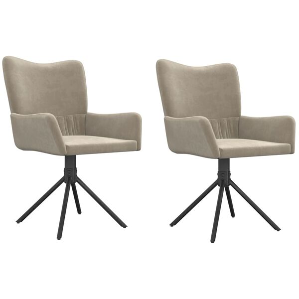 vidaXL Chaises pivotantes &agrave; manger lot de 2 Gris clair Velours