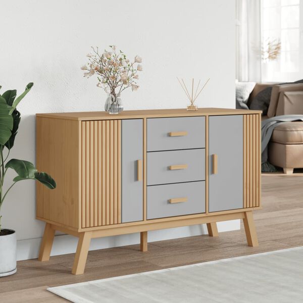 vidaXL Buffet OLDEN gris et marron 114x43x73,5 cm bois massif de pin