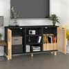 vidaXL Buffet Noir 105x30x60 cm Bois de pin massif et rotin naturel