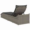 vidaXL Chaise longue pliante coussin et rangement gris r&eacute;sine tress&eacute;e