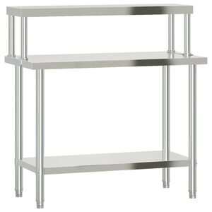 vidaXL Table de travail de cuisine avec étagère 110x55x120 cm inox