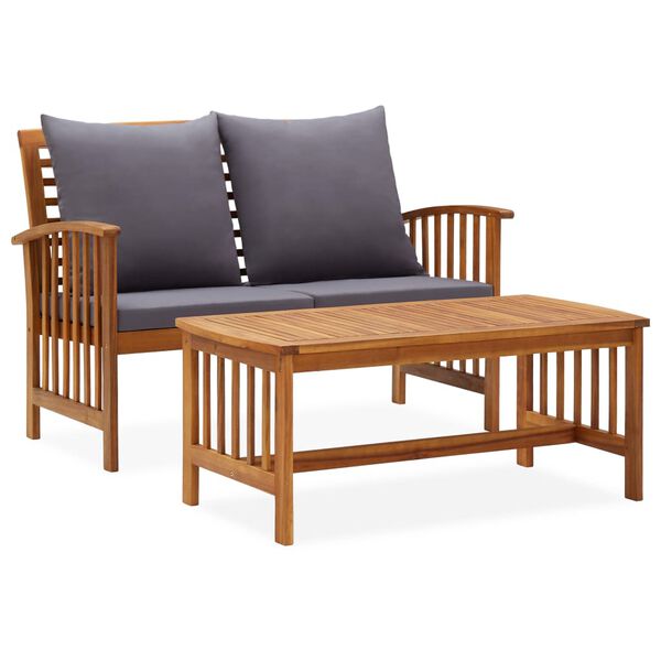 vidaXL Salon de jardin 2 pcs avec coussins bois d'acacia solide