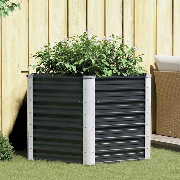 vidaXL Lit sur&eacute;lev&eacute; de jardin Anthracite 129x129x77 cm Acier galvanis&eacute;