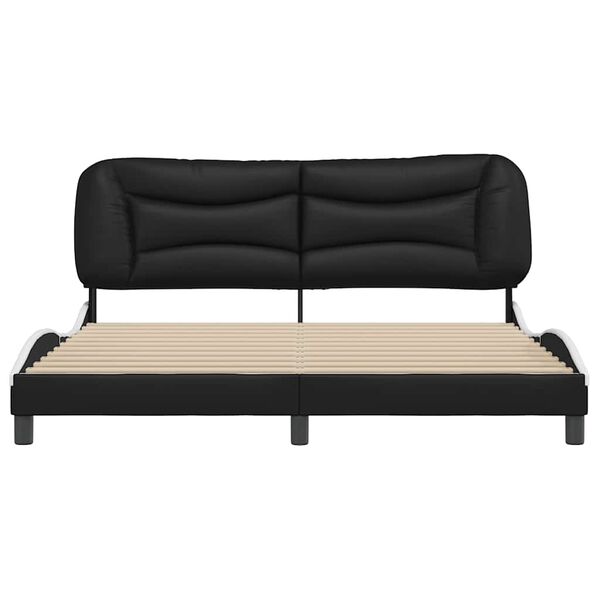 vidaXL Cadre de lit sans matelas Hvar noir et blanc 183x213 cm similicuir