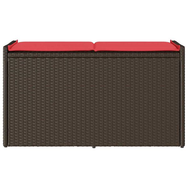 vidaXL Banc de rangement extérieur coussin marron 100cm résine tressée