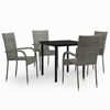 vidaXL Ensemble &agrave; manger de jardin 5 pcs Gris et noir