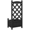 vidaXL Jardinière avec treillis noir bois massif de sapin