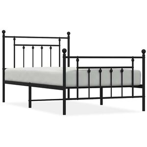 vidaXL Cadre de lit m&eacute;tal sans matelas avec pied de lit noir 100x190cm