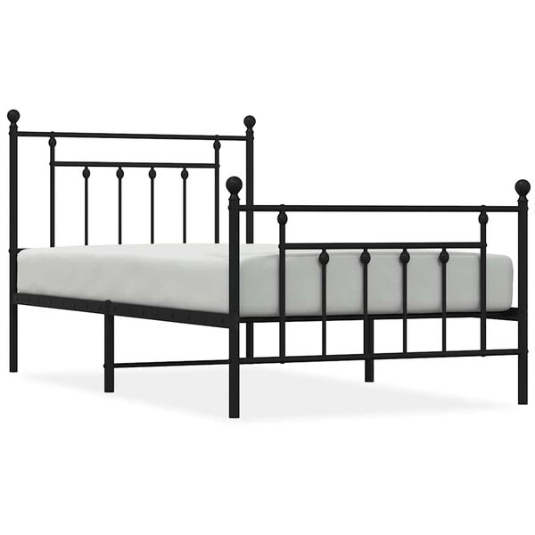 vidaXL Cadre de lit m&eacute;tal sans matelas avec pied de lit noir 100x190cm
