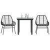 vidaXL Ensemble &agrave; manger de jardin et coussins 3 pcs noir rotin verre