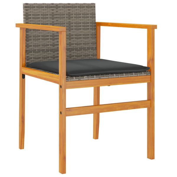 vidaXL Chaises de jardin coussins lot de 2 gris r&eacute;sine tress&eacute;e et bois