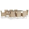 vidaXL Ensemble &agrave; manger de jardin et coussins 9 pcs beige Poly rotin