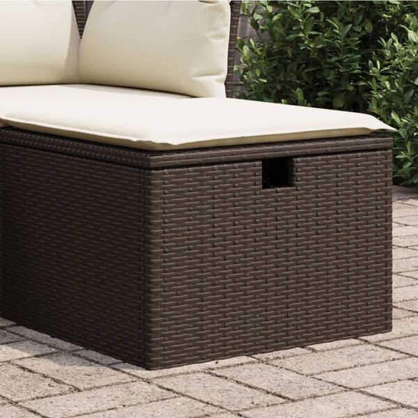 vidaXL Tabouret de jardin avec coussin brun 55x55x37 cm r&eacute;sine tress&eacute;e