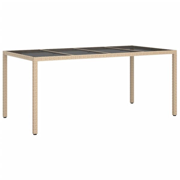 vidaXL Table de jardin Beige 190x90x75 cm Verre tremp&eacute;/r&eacute;sine tress&eacute;e