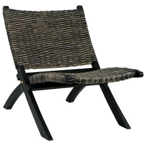 vidaXL Chaise de relaxation rotin kubu naturel et bois d'acajou massif