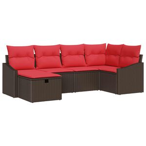 vidaXL Ensemble de Canapés avec coussin 6 pcs Marron polyrotin