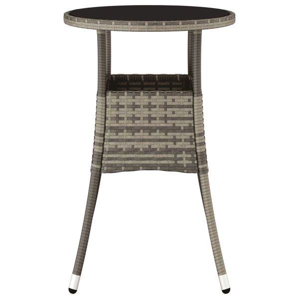 vidaXL Table de jardin &Oslash;60x75 cm Verre tremp&eacute;/r&eacute;sine tress&eacute;e Gris