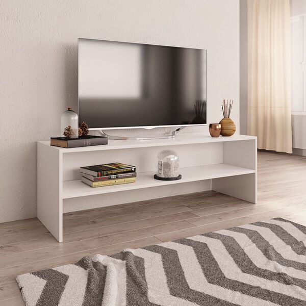 vidaXL Meuble TV Blanc 120x40x40 cm Bois d'ing&eacute;nierie