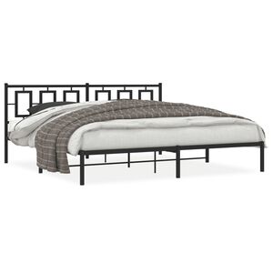 vidaXL Cadre de lit m&eacute;tal sans matelas avec t&ecirc;te de lit noir 193x203cm