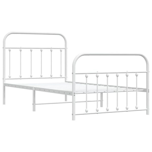 vidaXL Cadre de lit métal sans matelas et pied de lit blanc 100x190 cm