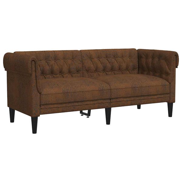 vidaXL Canap&eacute; Chesterfield 2 places marron tissu