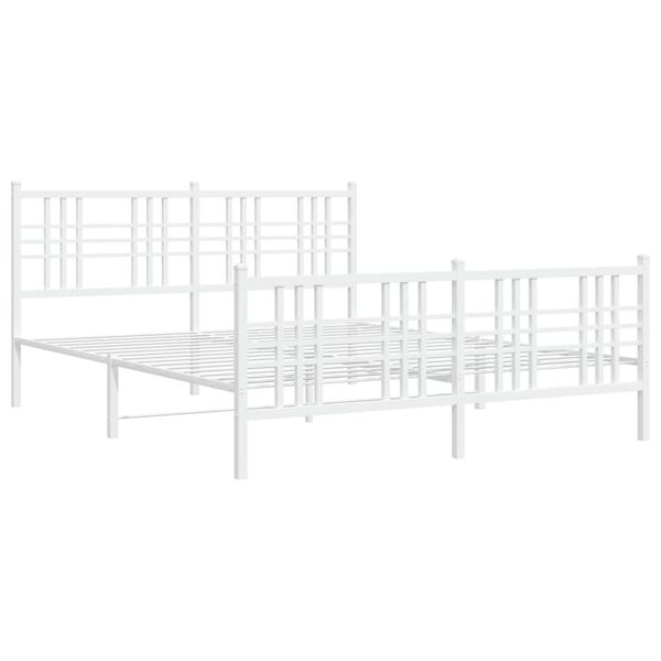 vidaXL Cadre de lit m&eacute;tal sans matelas et pied de lit blanc 150x200 cm