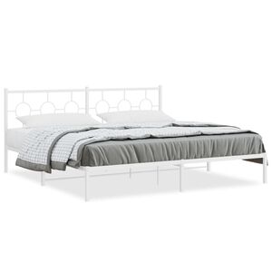vidaXL Cadre de lit m&eacute;tal sans matelas et t&ecirc;te de lit blanc 193x203 cm