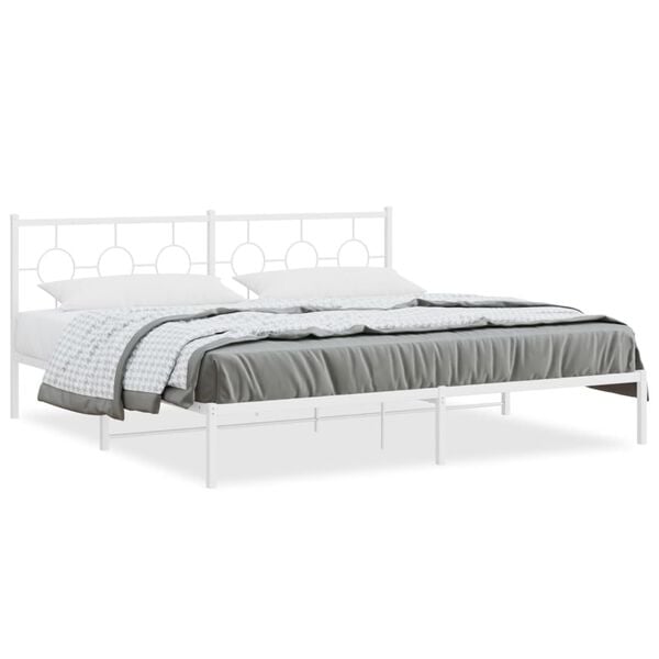 vidaXL Cadre de lit m&eacute;tal sans matelas et t&ecirc;te de lit blanc 193x203 cm