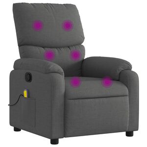 vidaXL Fauteuil de massage inclinable gris fonc&eacute; tissu