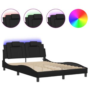 vidaXL Cadre de lit Viana avec LED sans matelas noir 137x190 cm