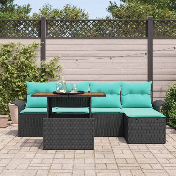 vidaXL Ensemble de canap&eacute; de jardin 6 pcs Noir Poly rotin