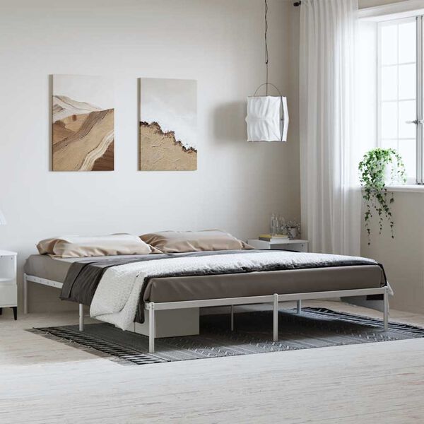 vidaXL Cadre de lit métal sans matelas blanc 183x213 cm