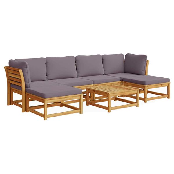 vidaXL Salon de jardin avec coussins 7 pcs bois massif d'acacia