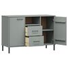 vidaXL Buffet avec pieds en m&eacute;tal Gris 113x40x77 cm Bois massif OSLO