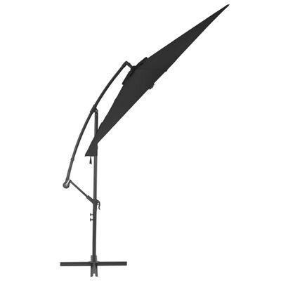 vidaXL Parasol de jardin en porte-à-faux avec mât en aluminium noir