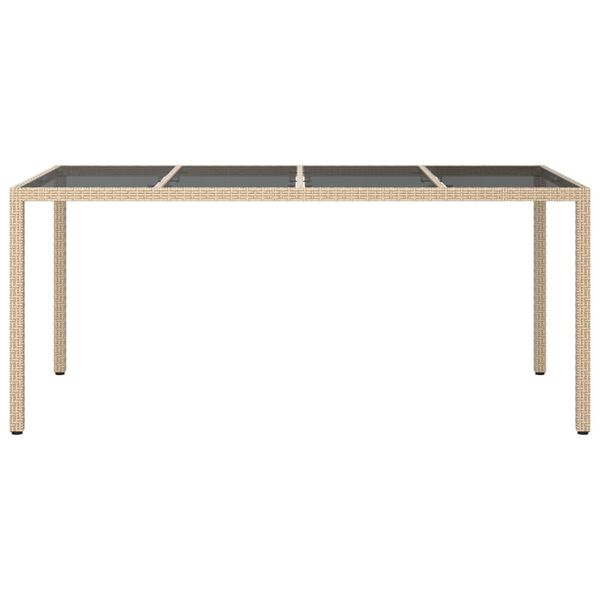 vidaXL Table de jardin Beige 190x90x75 cm Verre tremp&eacute;/r&eacute;sine tress&eacute;e