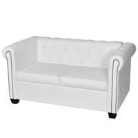 vidaXL Canapé Chesterfield à 2 places similicuir blanc