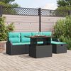 vidaXL Ensemble de canap&eacute; de jardin avec coussin 6 pcs Noir polyrotin