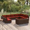 vidaXL Salon de jardin 11 pcs avec coussins marron r&eacute;sine tress&eacute;e