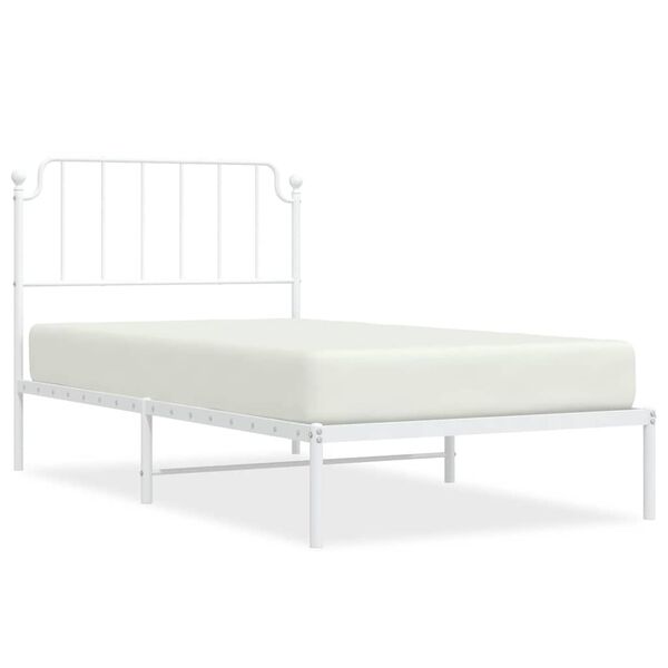 vidaXL Cadre de lit m&eacute;tal sans matelas et t&ecirc;te de lit blanc 100x190 cm