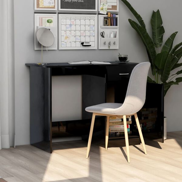 vidaXL Bureau Noir brillant 100x50x76 cm Aggloméré