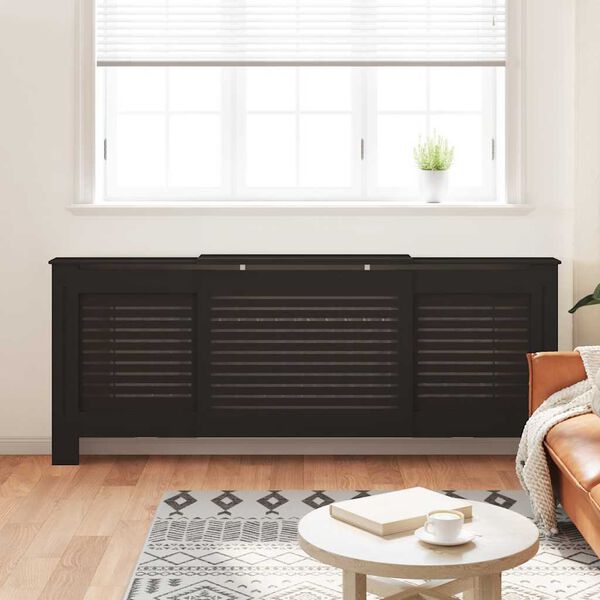 vidaXL Cache-radiateur MDF Noir 205 cm