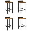 vidaXL Tabourets de bar lot de 4 noir r&eacute;sine tress&eacute;e et bois d'acacia