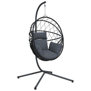 vidaXL Chaise suspendue en forme d'&oelig;uf avec support anthracite