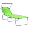 vidaXL Chaise longue pliable avec auvent acier vert pomme