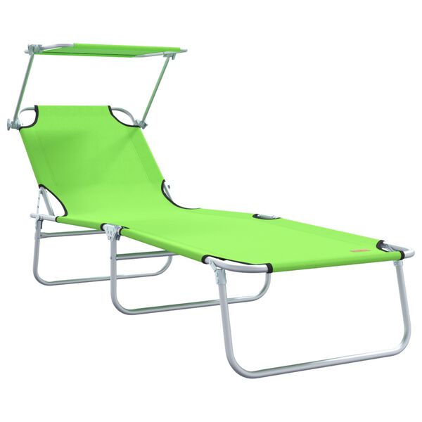 vidaXL Chaise longue pliable avec auvent acier vert pomme