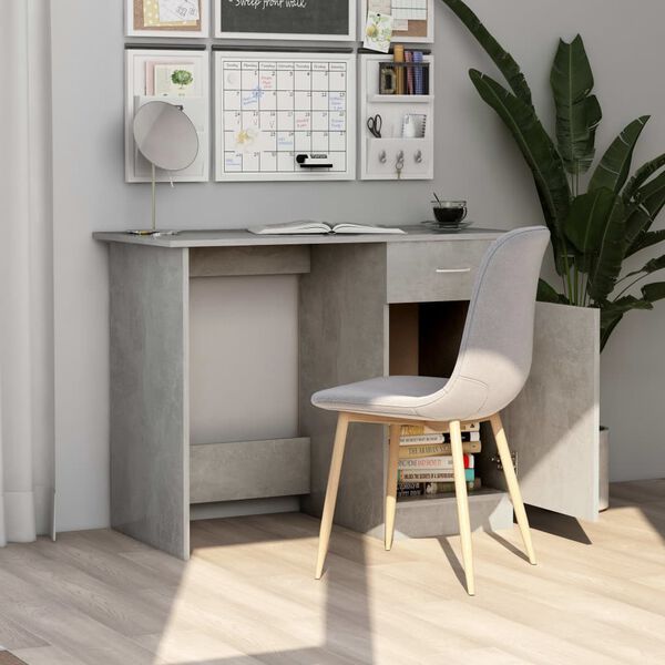 vidaXL Bureau Gris béton 100x50x76 cm Bois d’ingénierie