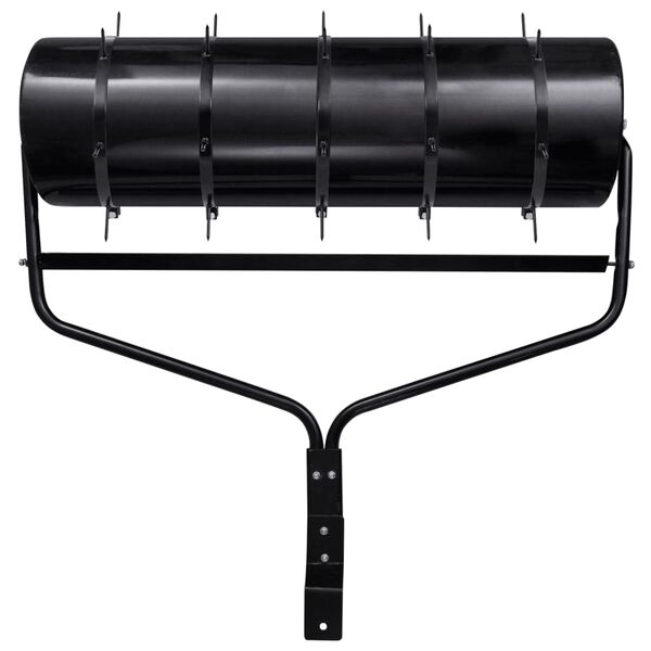 vidaXL Rouleau de jardin et de pelouse à tirer avec pinces aérateur noir 63 L en fer