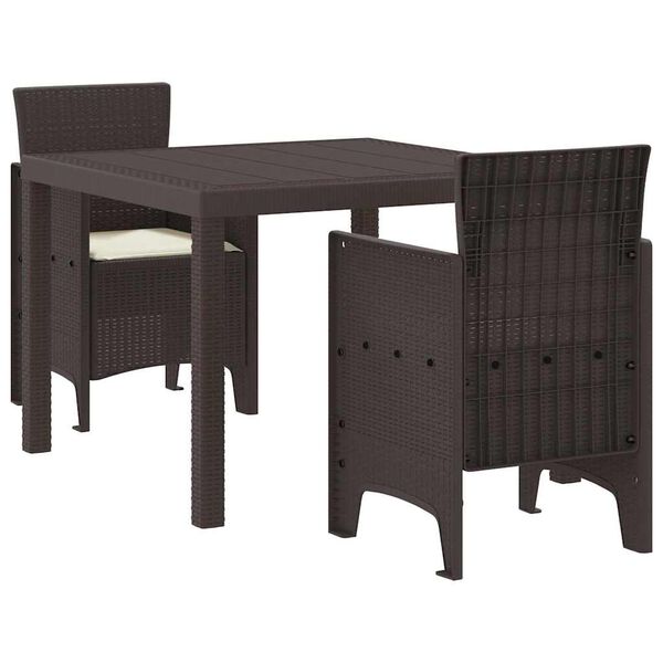 vidaXL Ensemble de salle à manger pour jardin 3 pcs Marron Rattan Polt